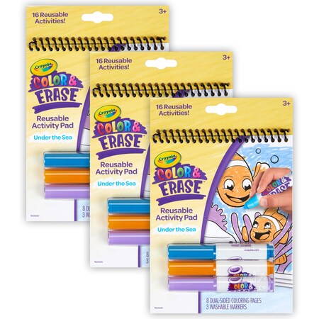Crayola Color & Erase Reusable Activity Pad, Under The Sea, 3PK 81-1489